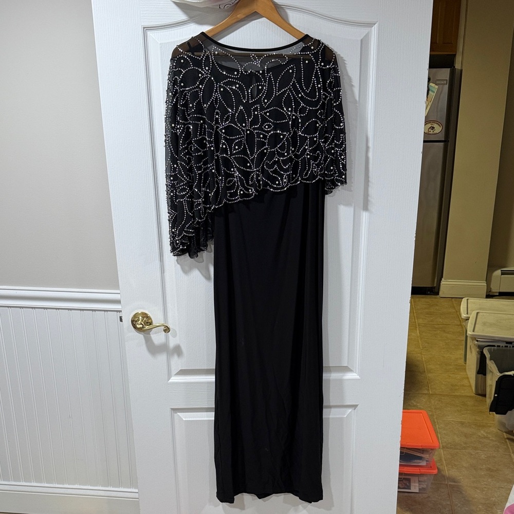 MSK Black Asymmetrical Beaded Dress